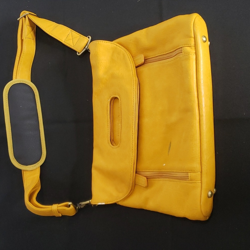 Kelly Moore Mustard Yellow Leather Crossbody Bag